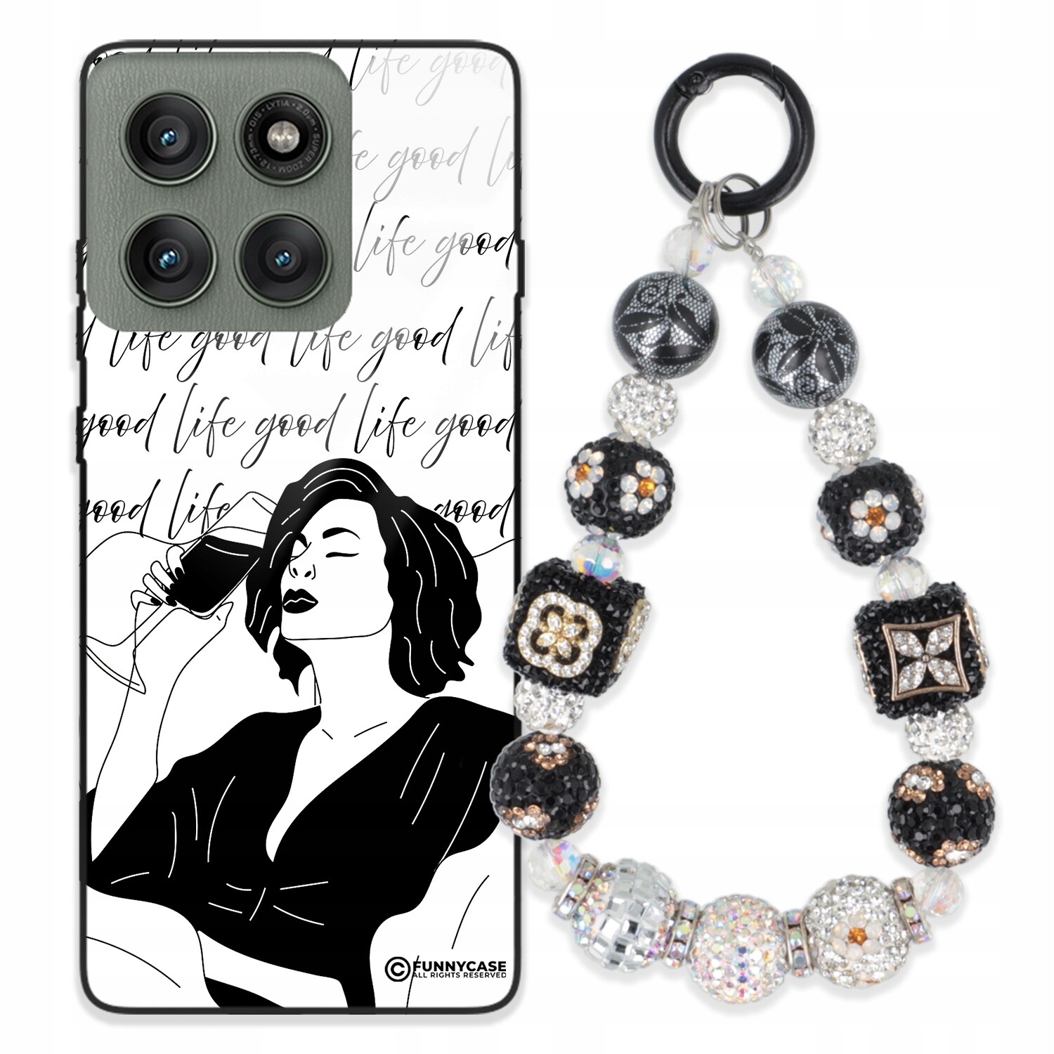 Pouzdro Pro Motorola Edge 60 Pro 5G Dámské, Umělecké, Přívěšek Na Klíče, Přívěsek Na Klíče Zirkony , Wz
