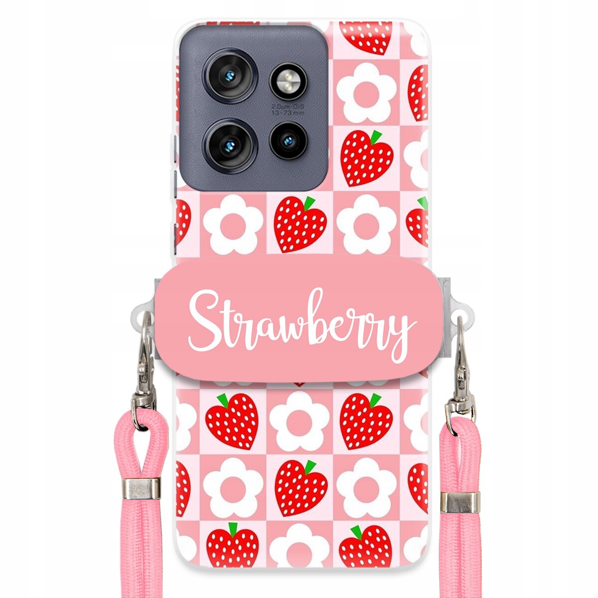 Pouzdro Pro Motorola Edge 50 Neo Case Držák, Růžová Šňůrka, Sladké Jahody