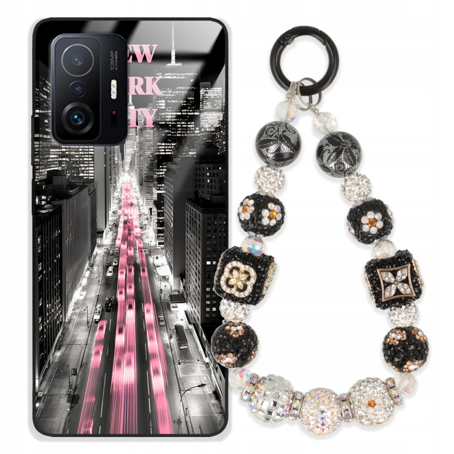 Pouzdro Pro Xiaomi 11T Pro Glass Přívěsek Na Klíče Elegantní Kryt Premium Vzory