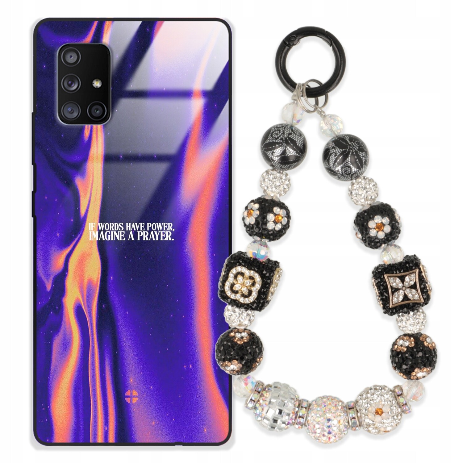 Pouzdro Pro Samsung A71 5G Glass Přívěsek Na Klíče Elegantní Kryt Premium Vzory