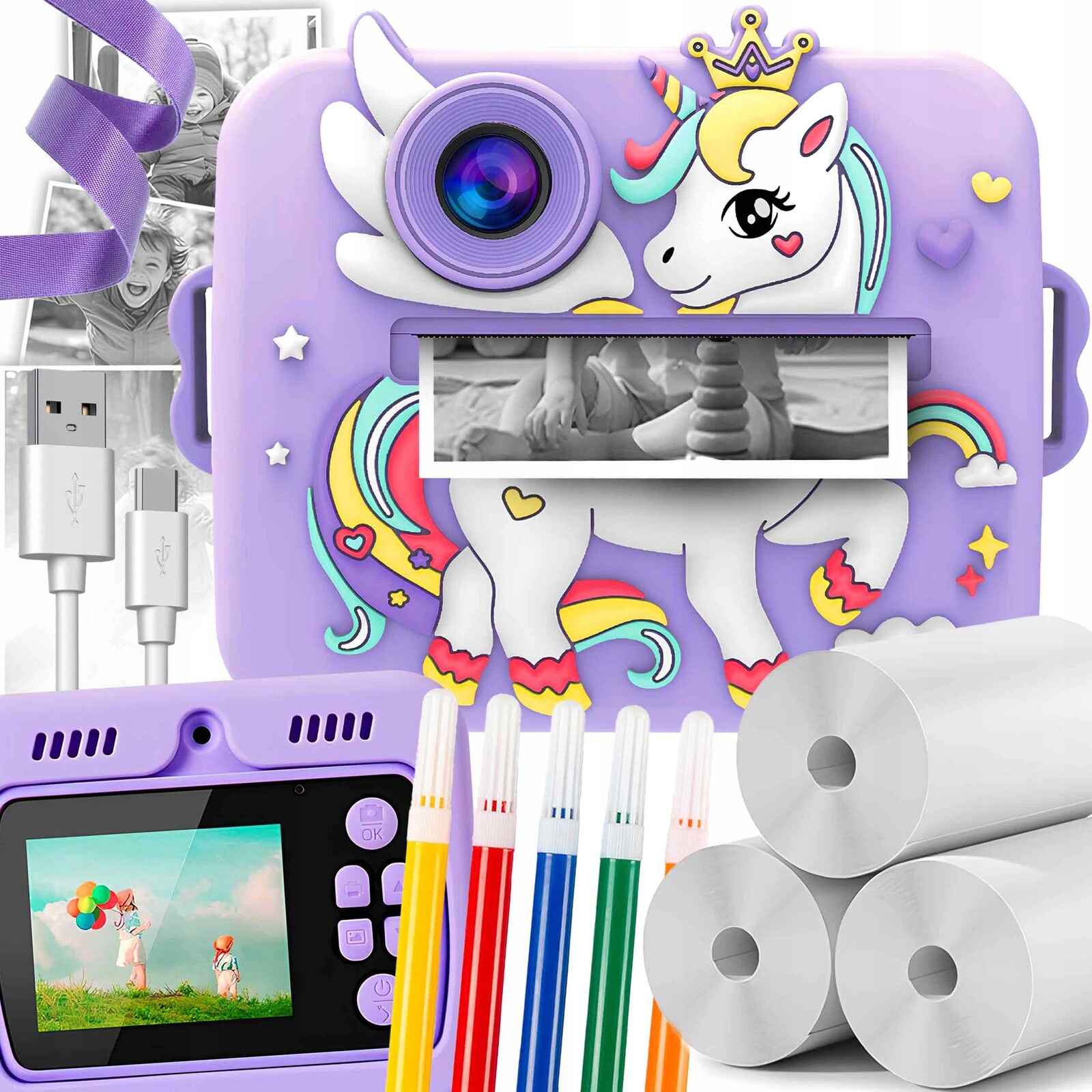 Instantní Fotoaparát Termální Tiskárna Pro Děti Selfie Video 2xOBJEKTŮ