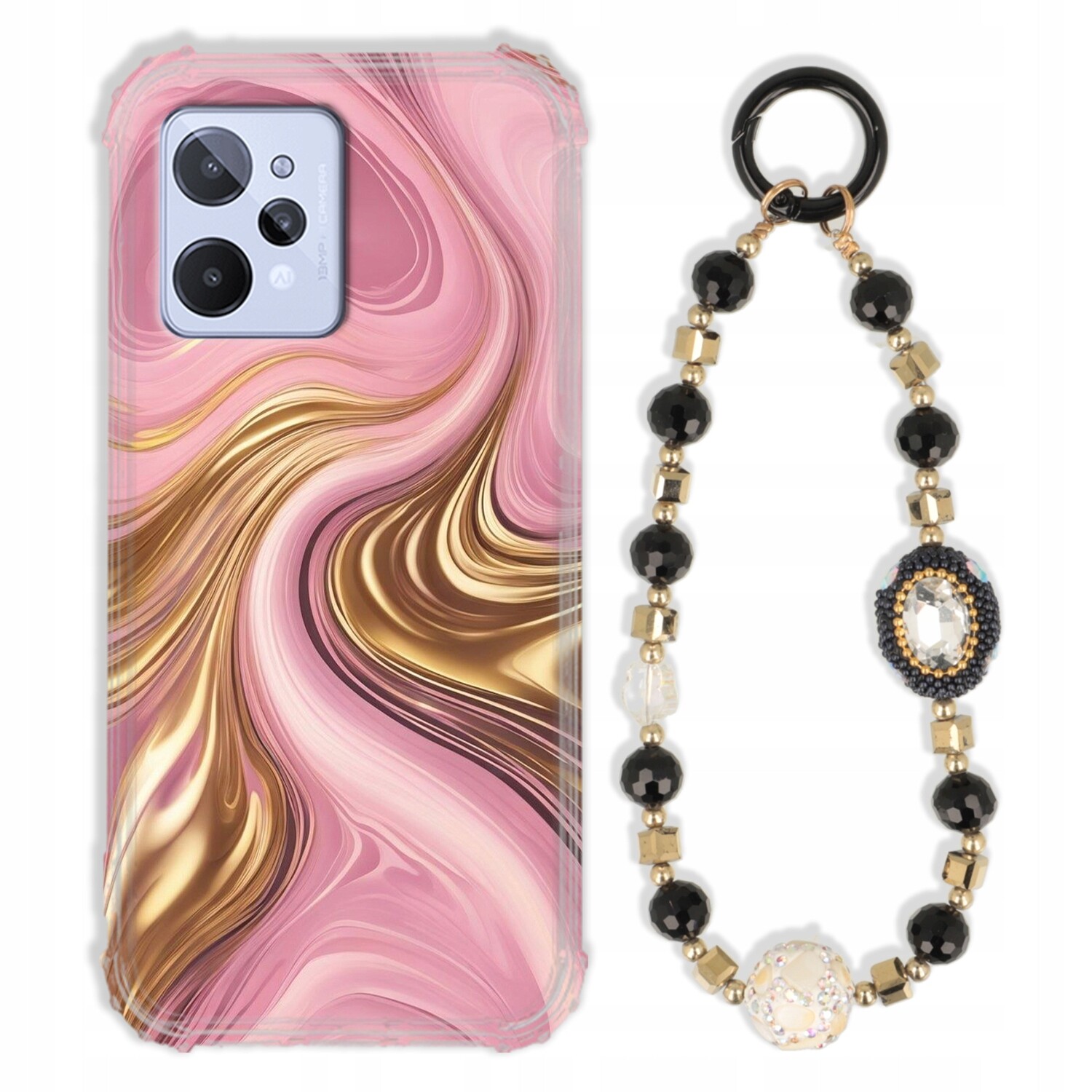 Pouzdro Pro Realme C31 Case Antishock Zirkony Černo Zlaté Odolné|pevné