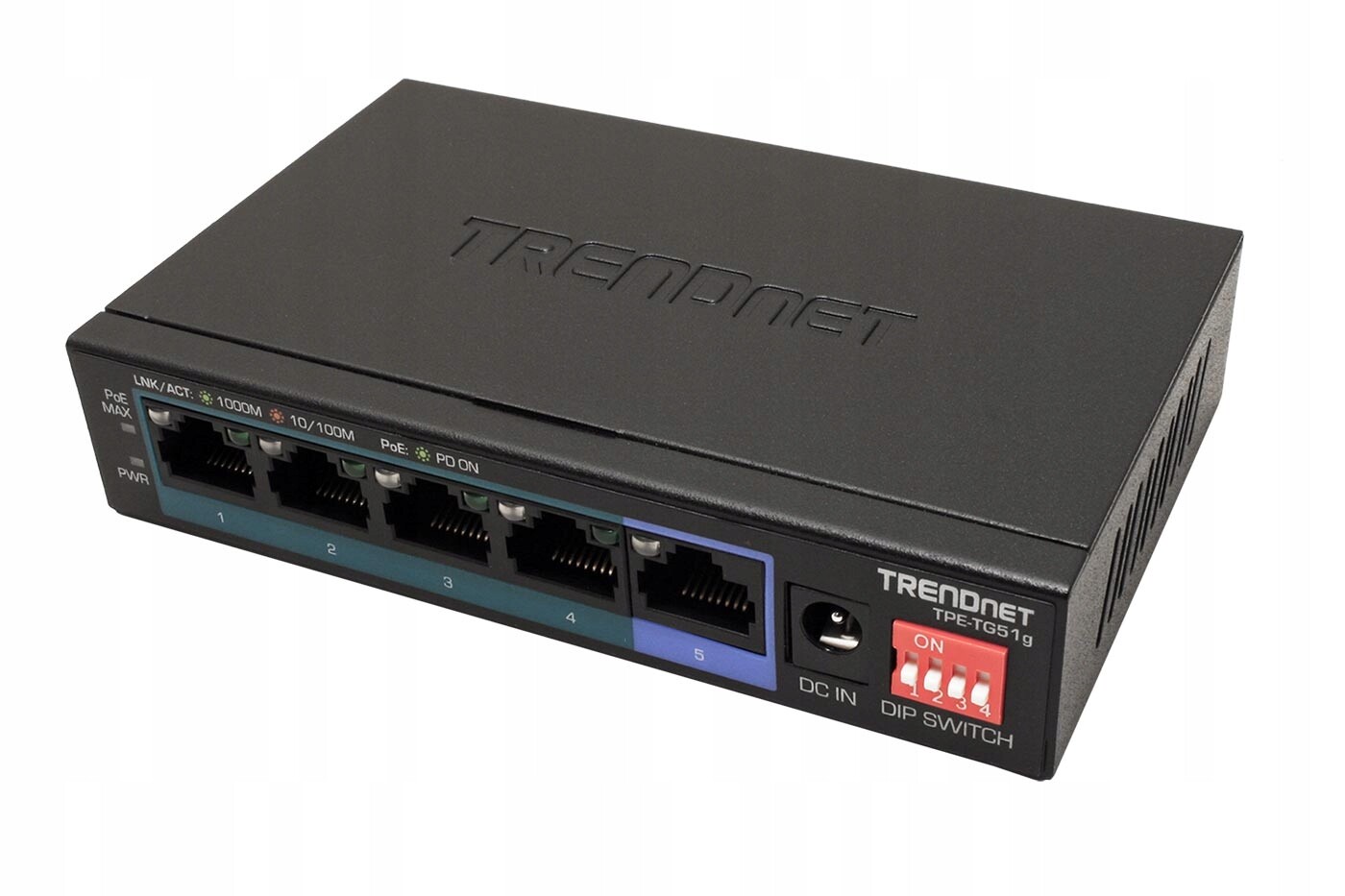 Trendnet Ethernet přepínač 1Gb, 5 portů, 4x PoE+, 200m(TPE-TG51G)