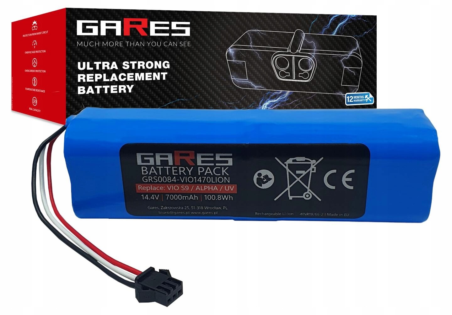 Akumulátor Gares pro Concept VR3210 VR3520 VR3120 VR3205 14,4V 7,0Ah