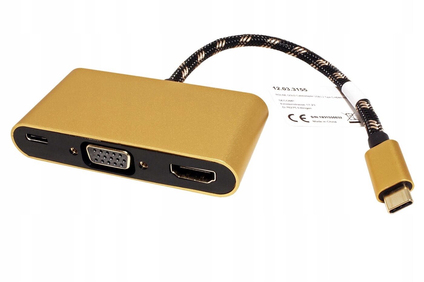 Roline-gold Adaptér Usb C(M) -> Hdmi A(f) (4K@60Hz), Vga(f), Usb C(f) Pd