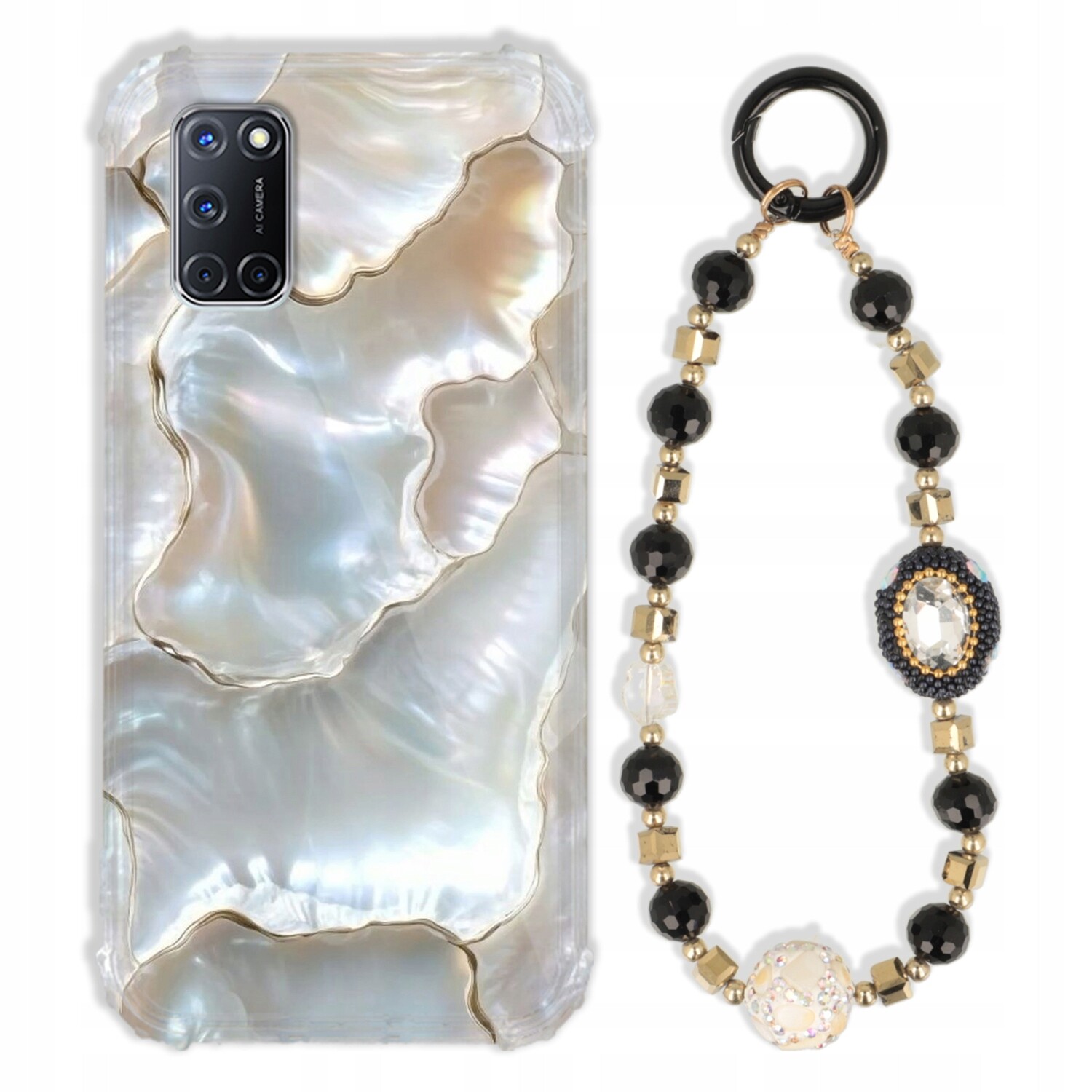 Pouzdro Pro Oppo A52 Case Antishock Zirkony Černo Zlaté Odolné Pevné