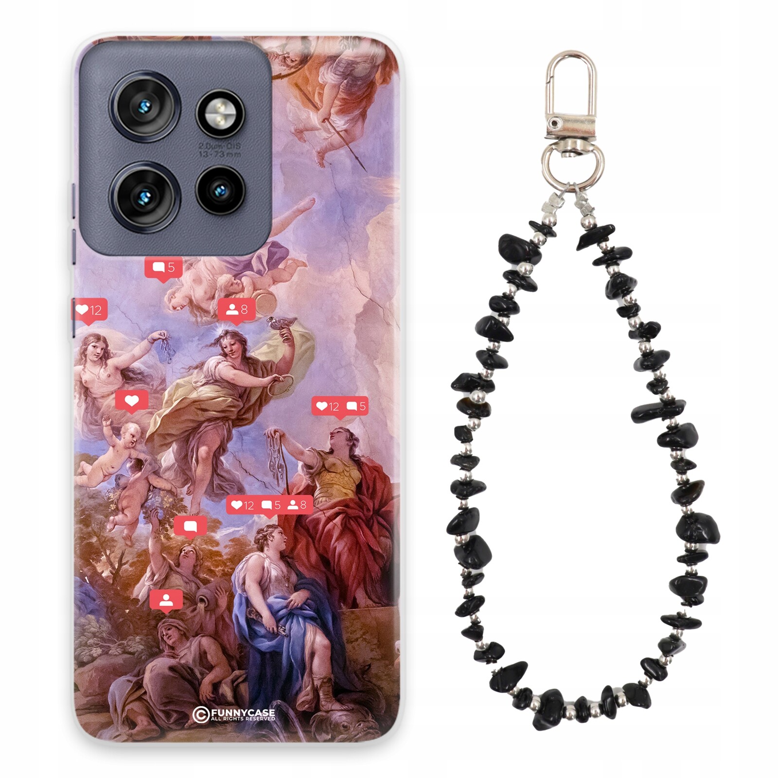 Pouzdro Pro Motorola Edge 50 Neo Moderní Figurky Přívěsek Na Klíče Černé Krystaly