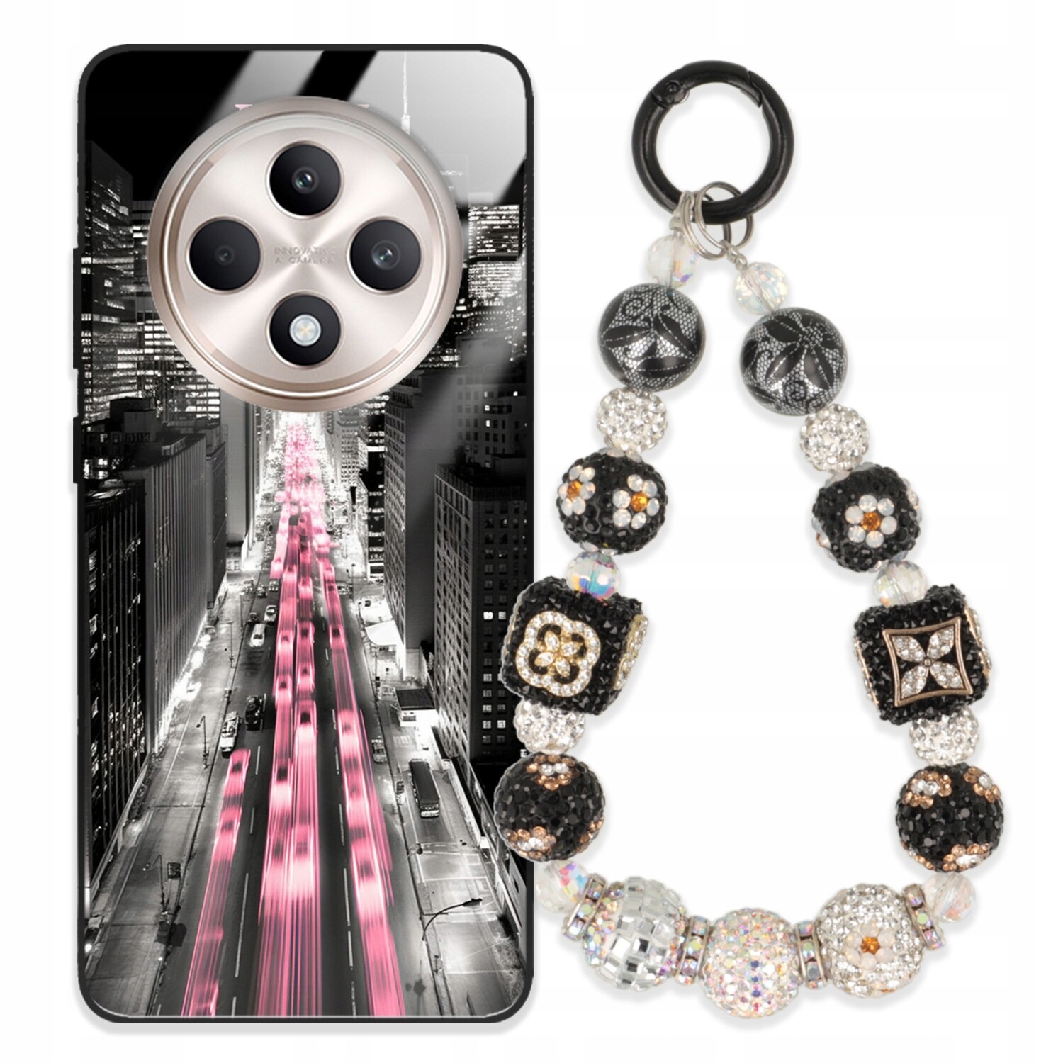 Pouzdro Pro Oppo Reno 12F 4G Glass Přívěsek Na Klíče Elegantní |kryt Premium Vzory