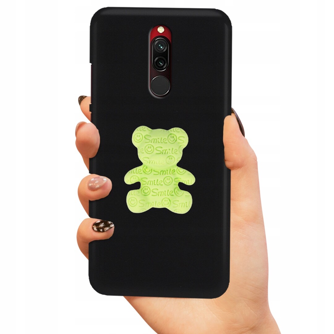 Pouzdro Matné Černé Pro Xiaomi Redmi 8 Zelený Medvídek