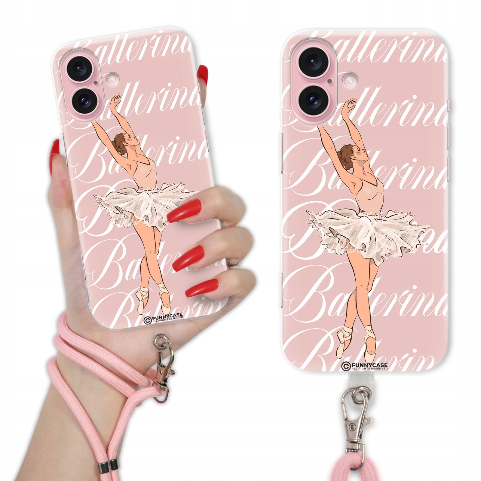 Pouzdro Pro Iphone 16 Balet Ženské Soft Coquette Růžová Šňůrka Smyčka Vzor