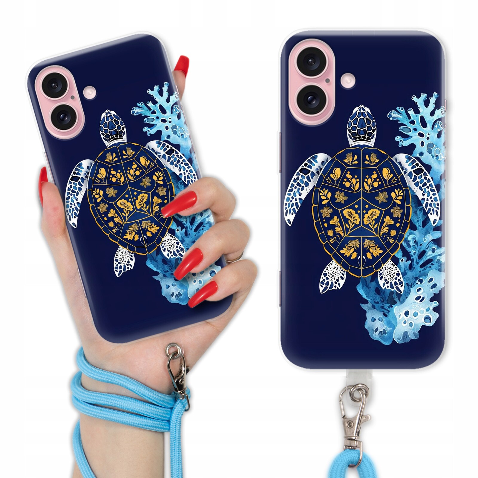 Pouzdro Pro Iphone 16 Case Zvířata Krajiny Šňůrka Vodítko Modré Vzory