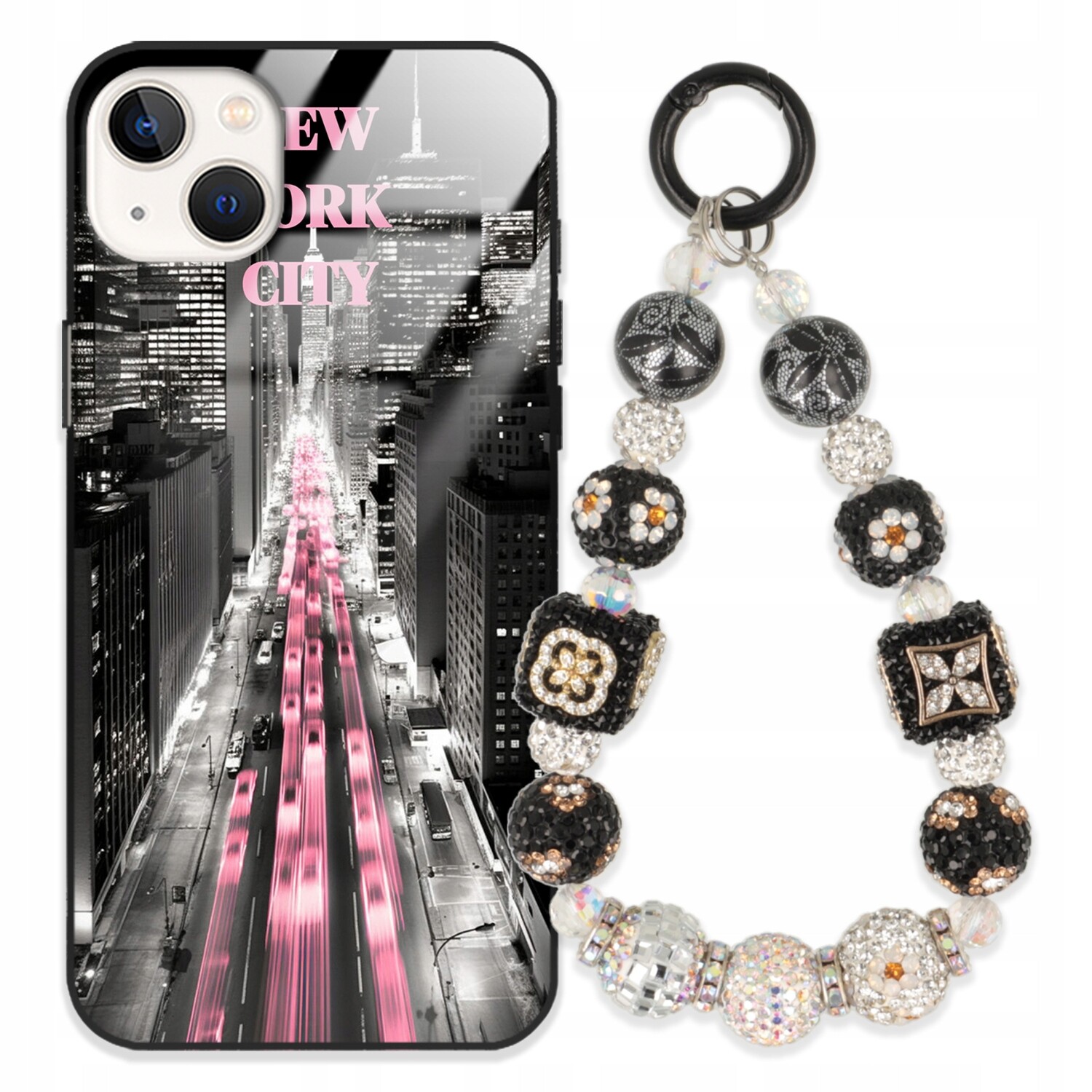 Pouzdro Pro Iphone 15 Plus Glass Přívěsek Na Klíče Elegantní Kryt Premium Vzory