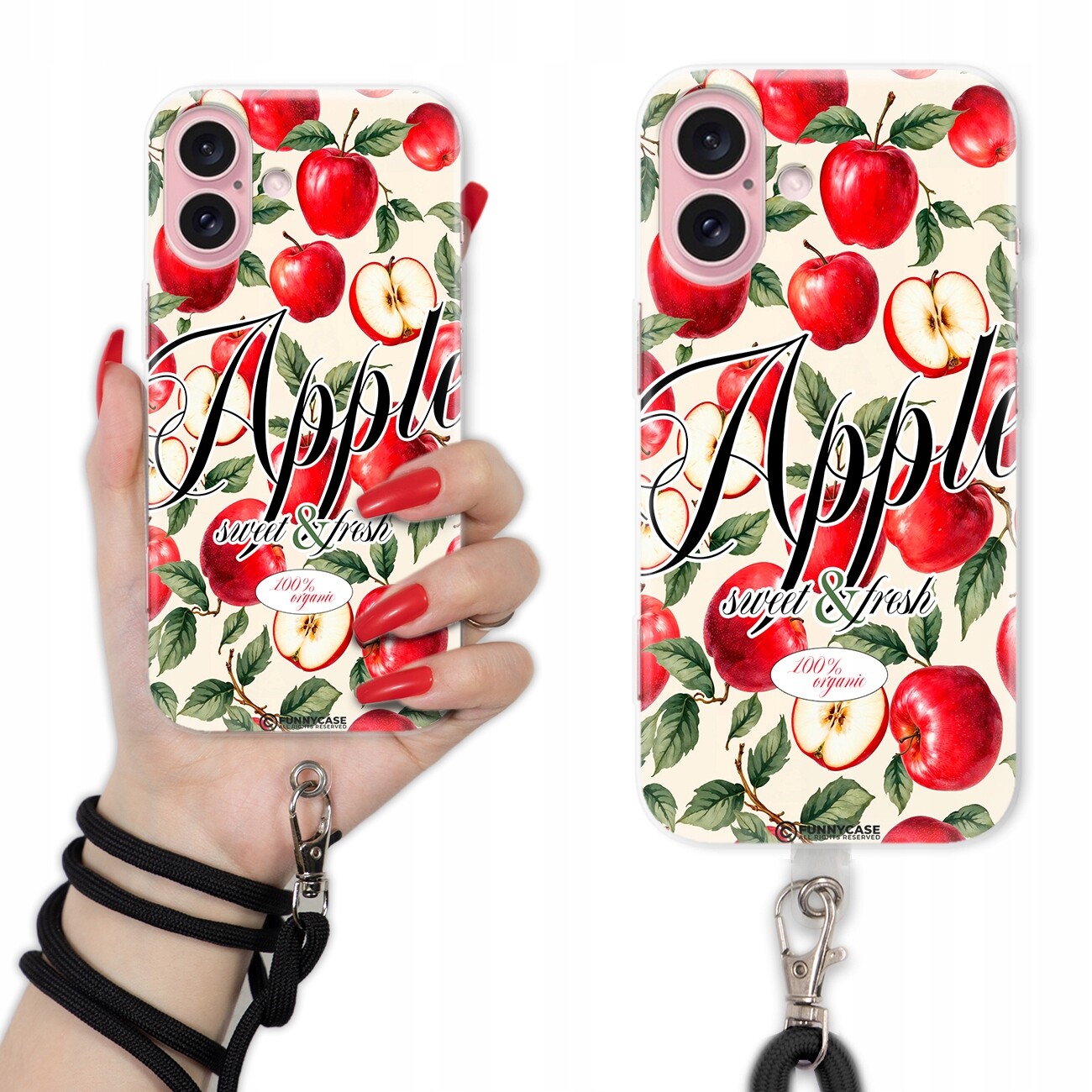 Pouzdro Pro Iphone 16 Case Premium Ovoce Trendy Léto Černá Šňůrka Na Vodítko