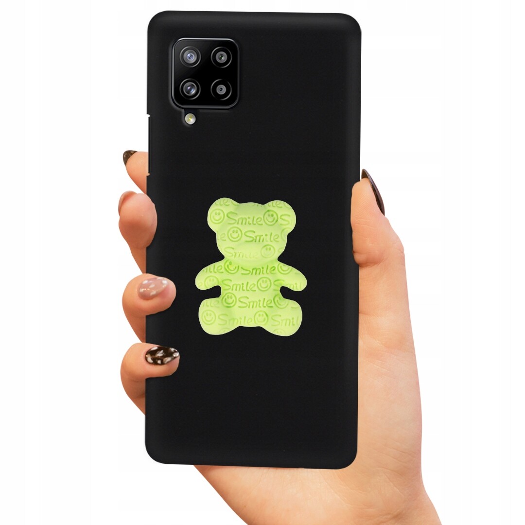 Pouzdro Matné Černé Pro Samsung A42 Zelený Medvídek
