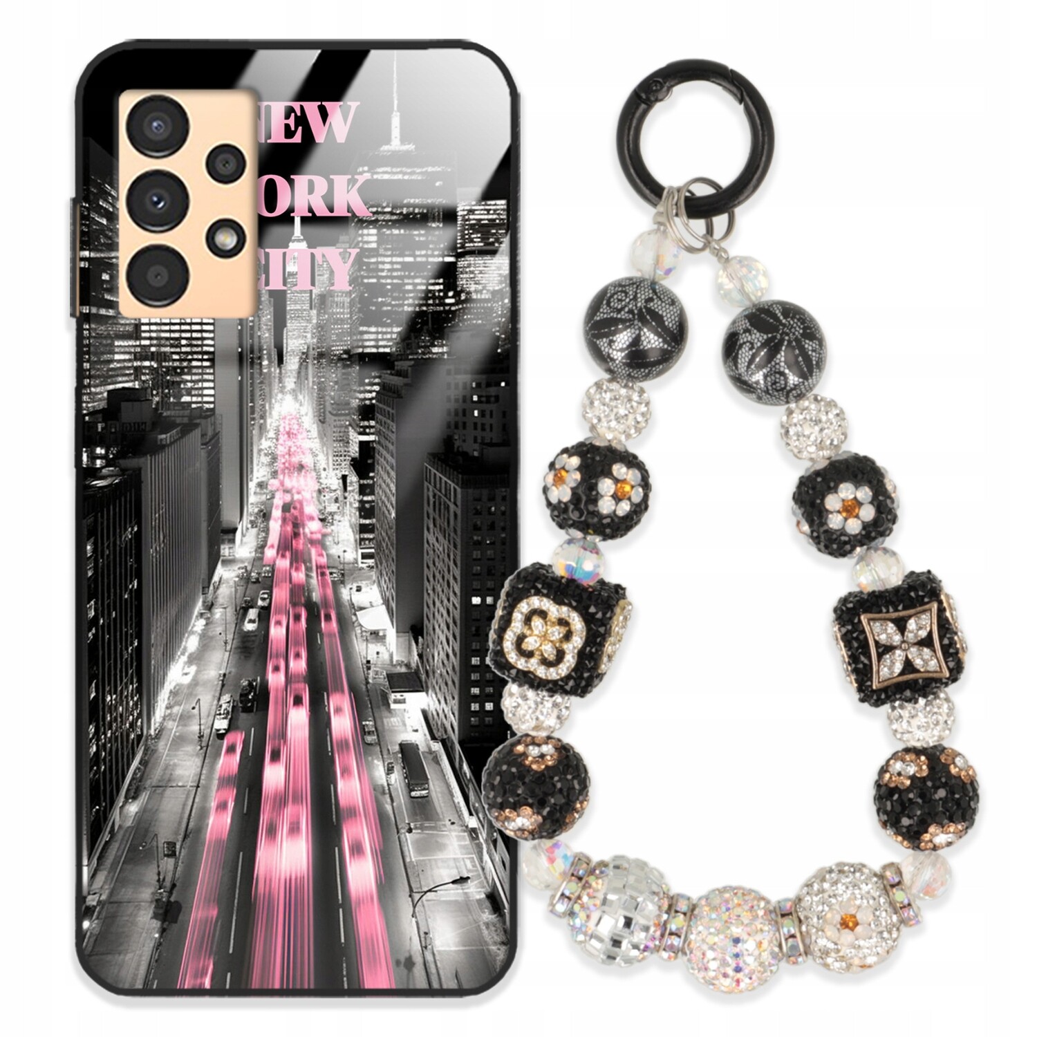 Pouzdro Pro Samsung A13 4G Glass Přívěsek Na Klíče Elegantní Kryt Premium Vzory