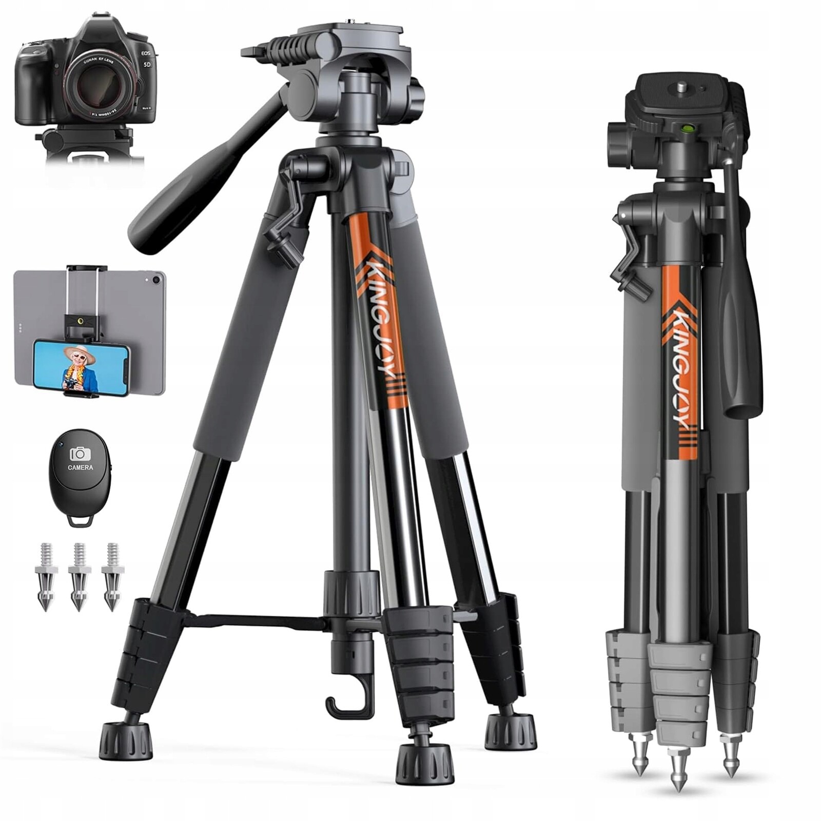 Kingjoy stativ 185 cm pro Canon Nikon, hliníkový Bluetooth dálkový ovladač, nosnost 5 kg