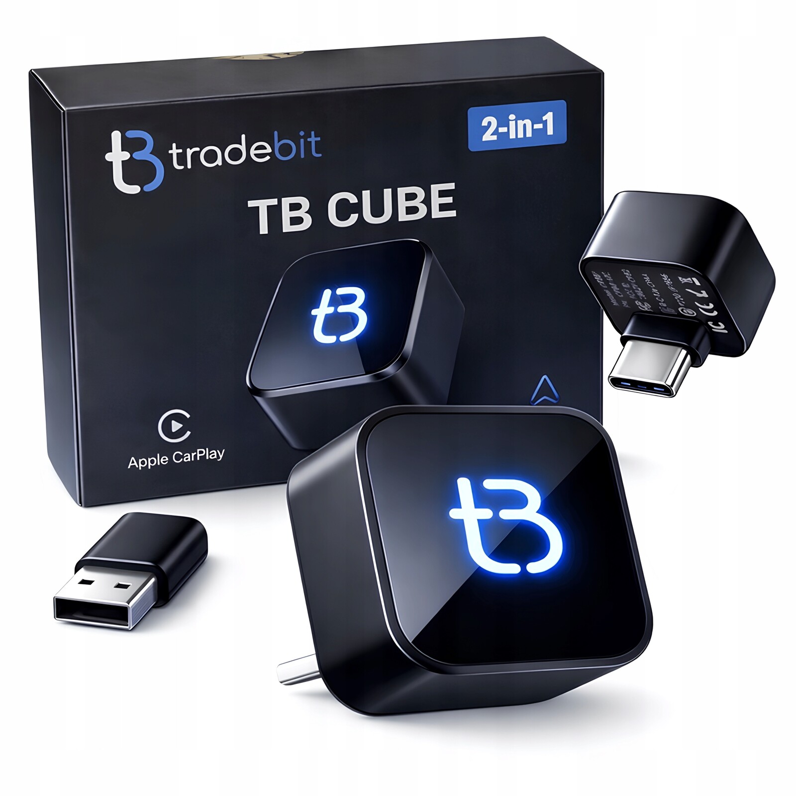Bezdrátový adaptér Usb-c Tb Cube Tradebit CarPlay Android Auto Černý