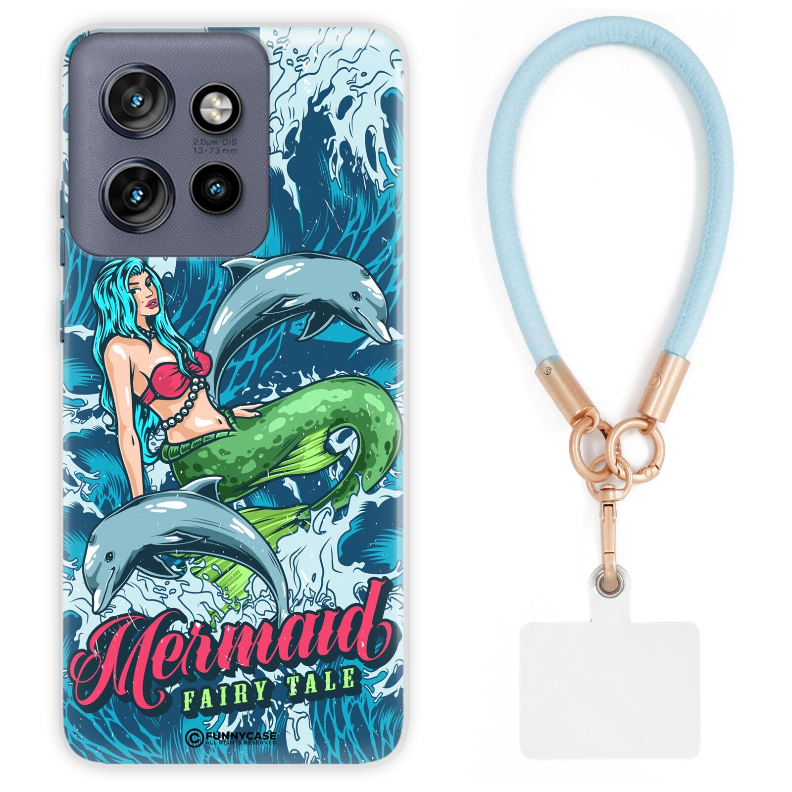 Pouzdro Pro Motorola Edge 50 Neo Case Trendy Léto Modré Kožené Vodítko