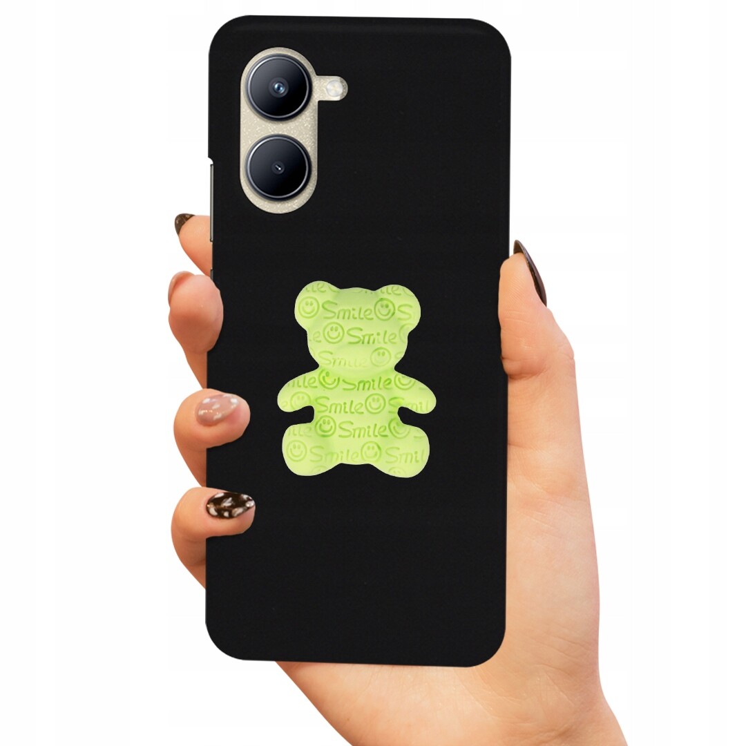 Pouzdro Matné Černé Pro Realme C33 Zelený Medvídek