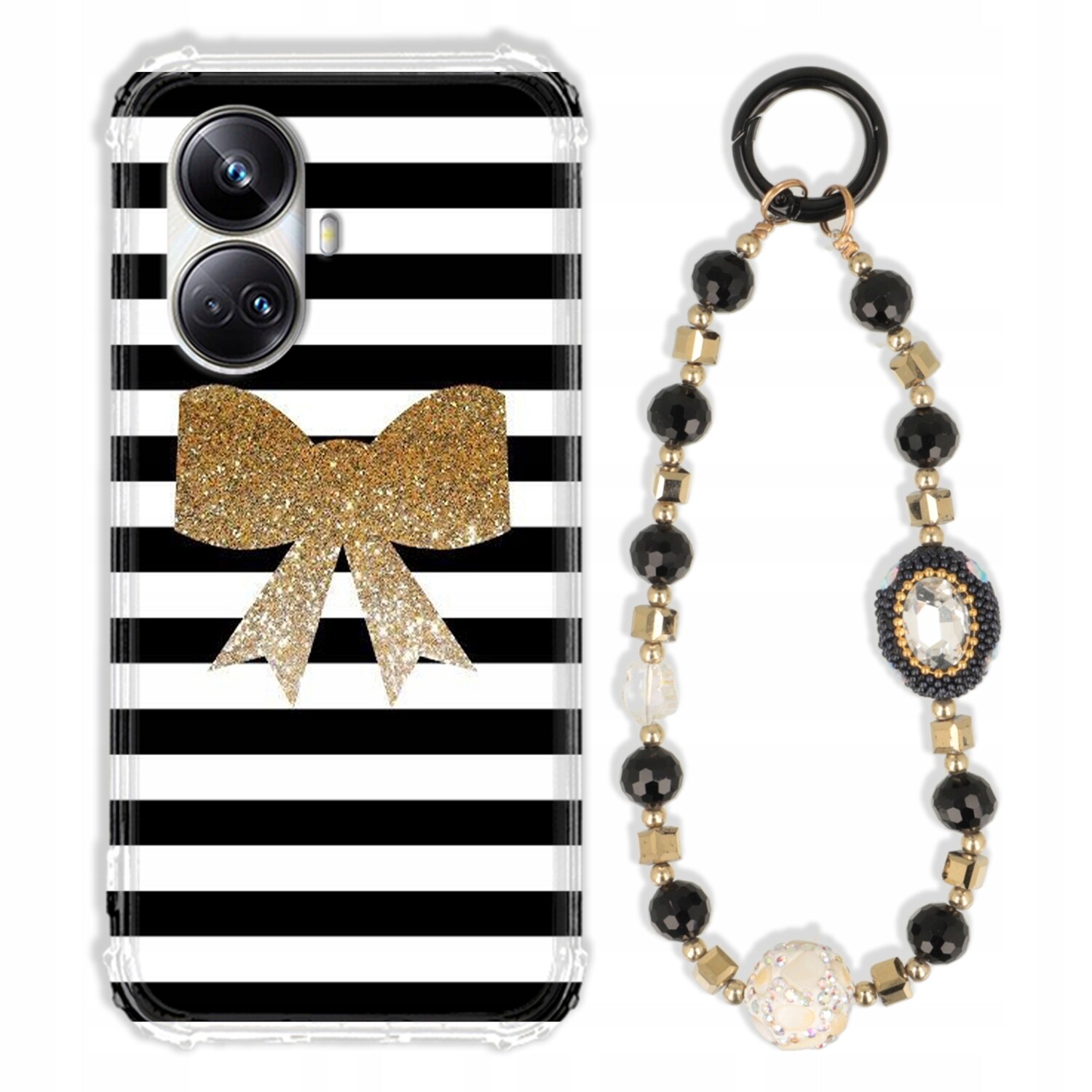 Pouzdro Pro Realme 10 Pro Plus 5G Antishock Zirkony Černo Zlaté|pevné|pevné