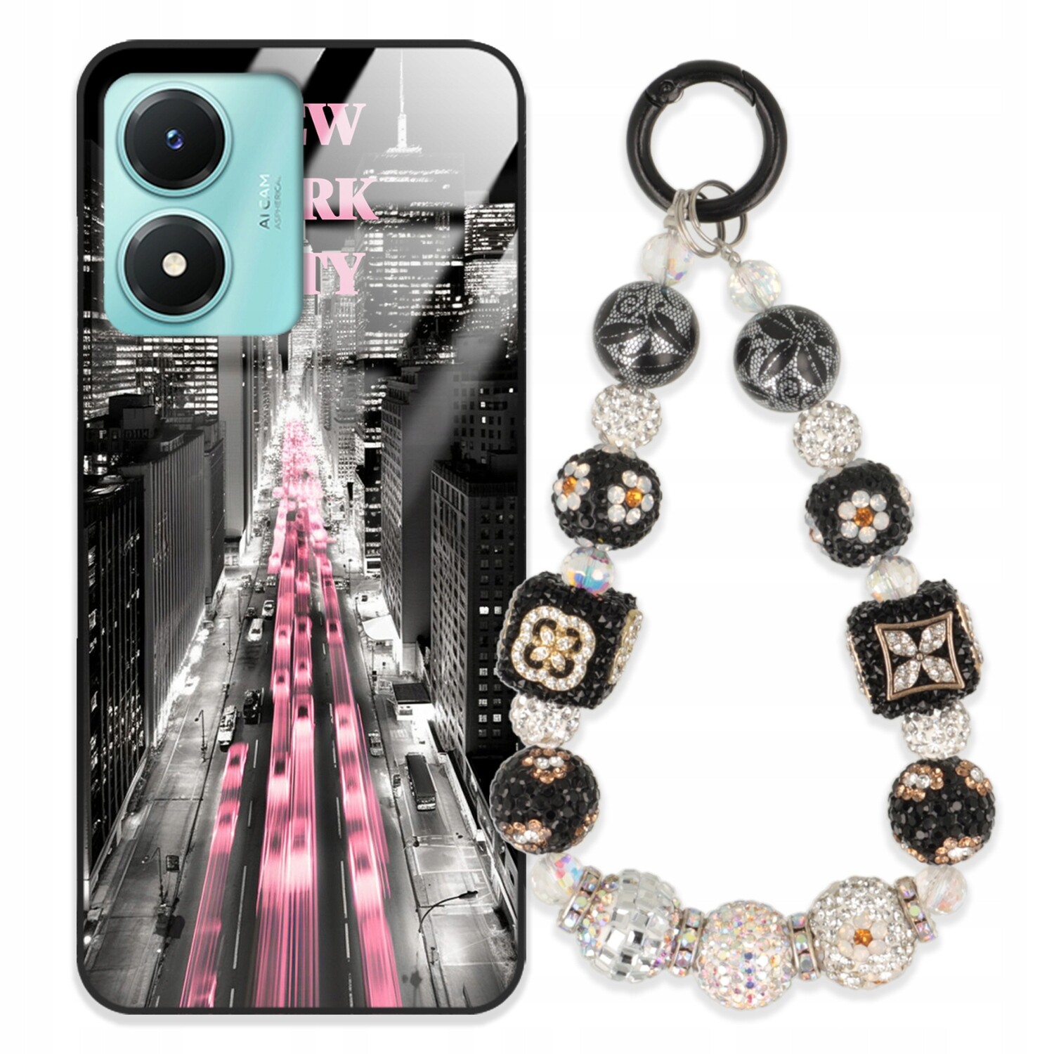 pouzdro na Vivo Y02s Case Glass| Přívěsek Na Klíče Elegantní Kryt Premium Vzory