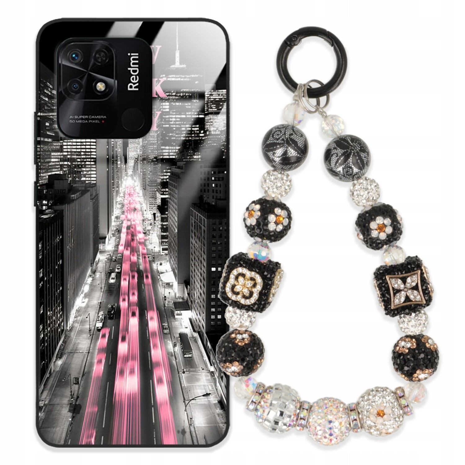 Pouzdro Pro Xiaomi Redmi 10C 4G Glass Přívěsek Na Klíče Elegantní Kryt Premium Wz