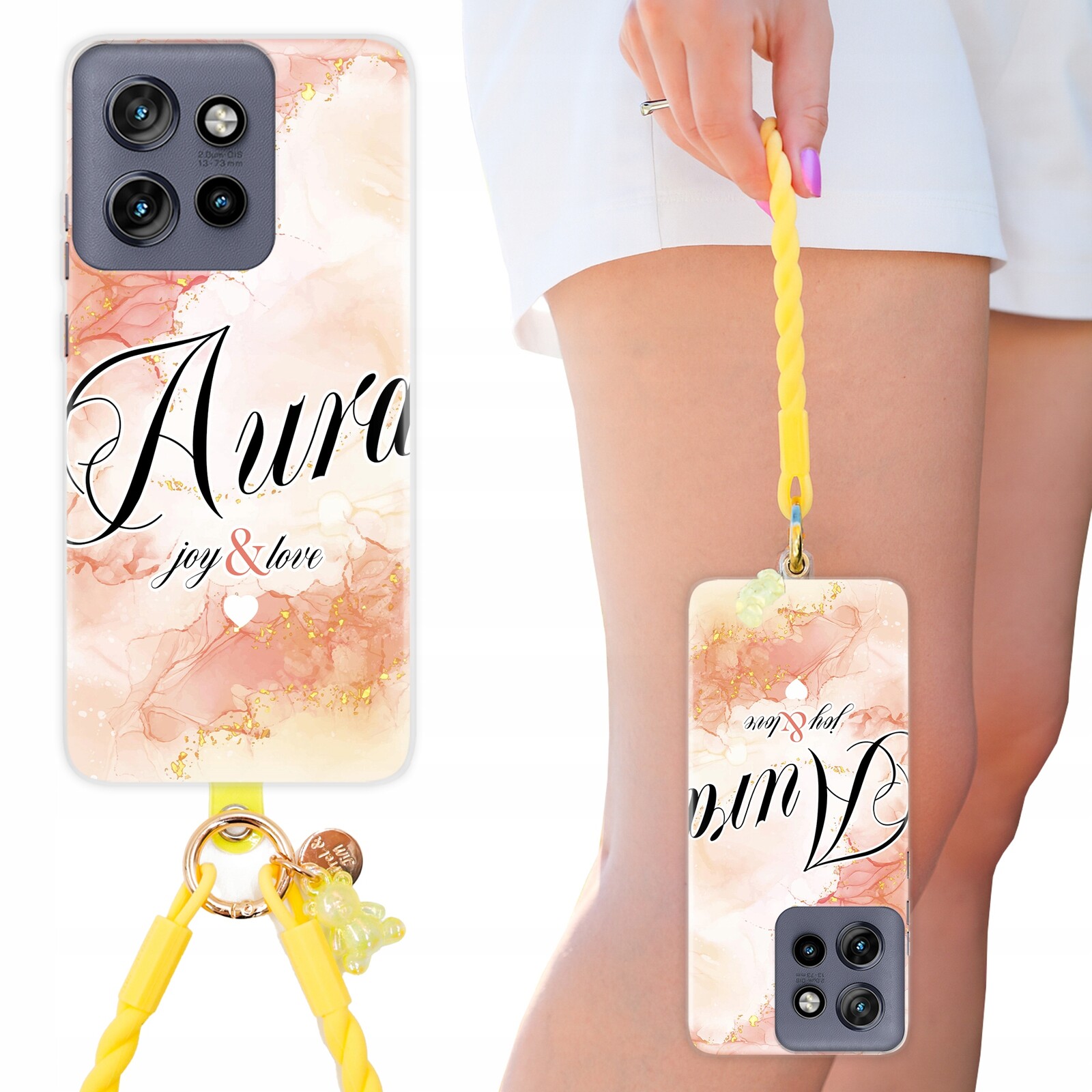 Pouzdro pro Motorola Edge 50 Neo pastelový vzor žluté vodítko