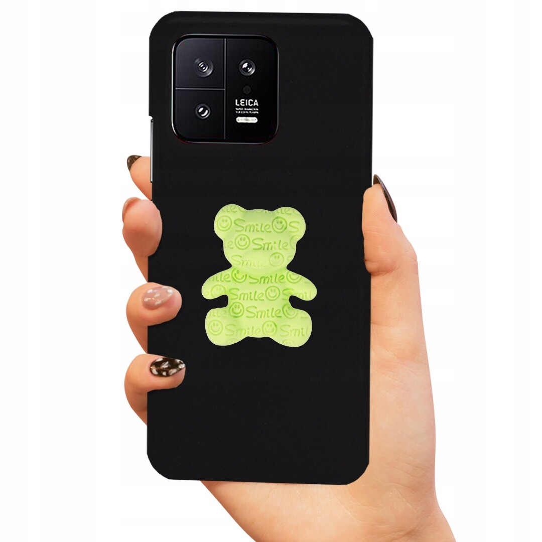Pouzdro Matné Černé Pro Xiaomi 13 Zelený Medvídek