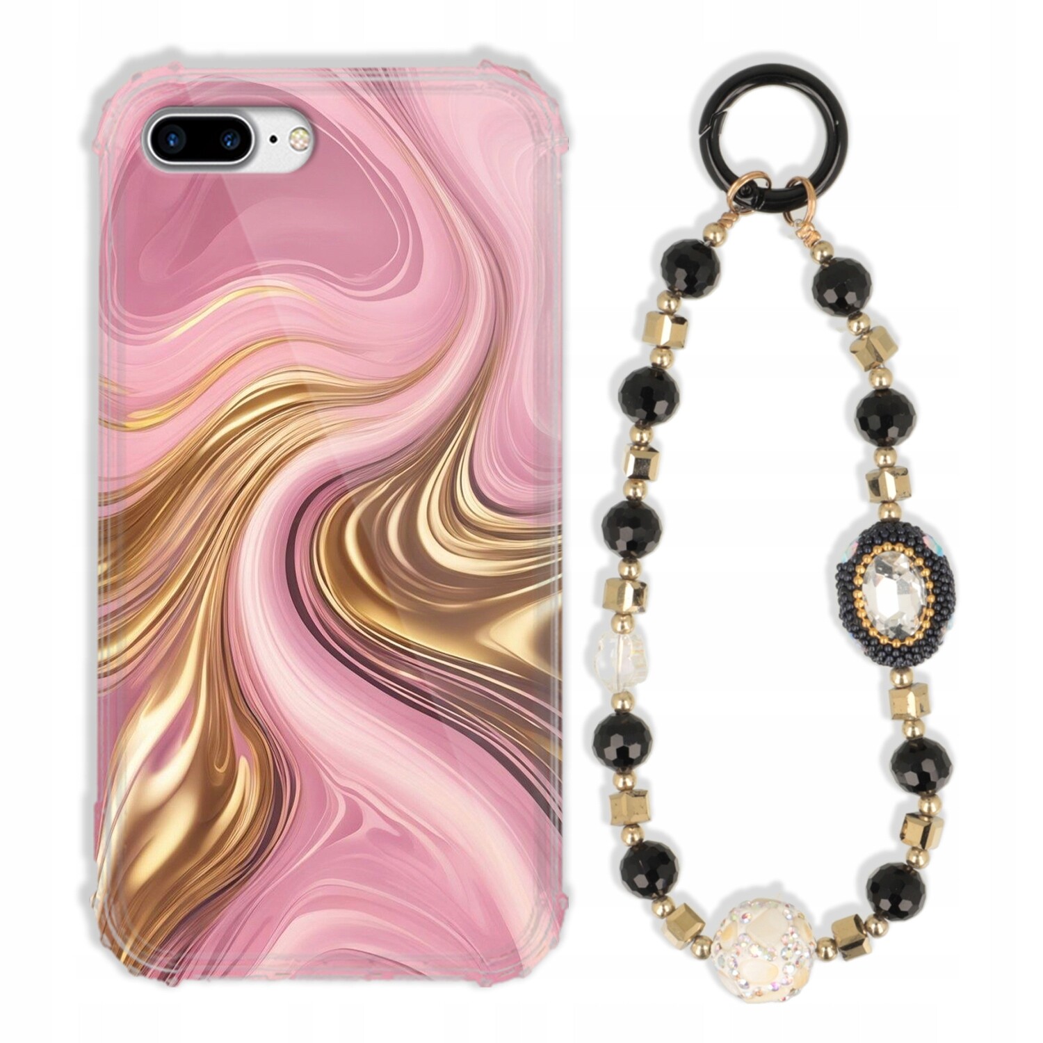 Pouzdro Pro Iphone 8 Plus Pouzdro Antishock Zirkony Černozlaté|odolné|pevné