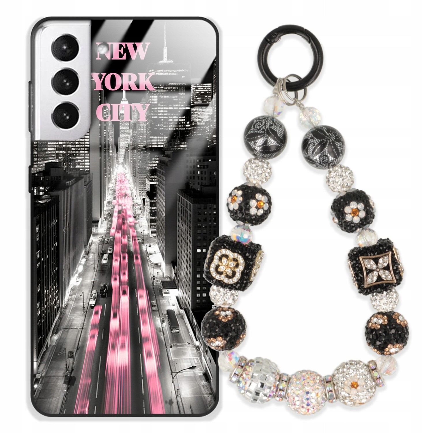 Pouzdro Pro Samsung S21 Plus 5G Glass Přívěsek Na Klíče Elegantní Kryt Premium Wz