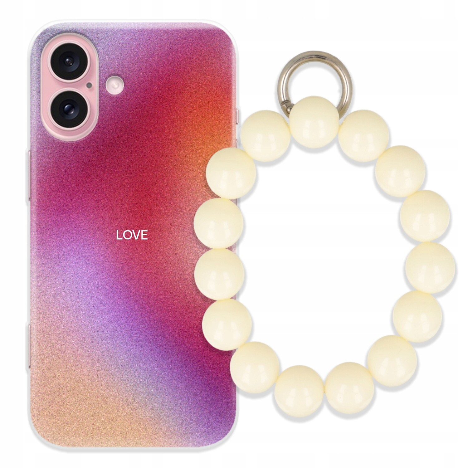 Pouzdro Pro Iphone 16 Case Kryt Clear |tpu| Přívěsek Na Klíče Bílé Stylové Perly|vzory