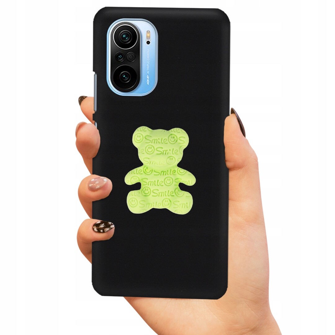 Pouzdro Matné Černé Pro Xiaomi Redmi K40 Zelený Medvídek