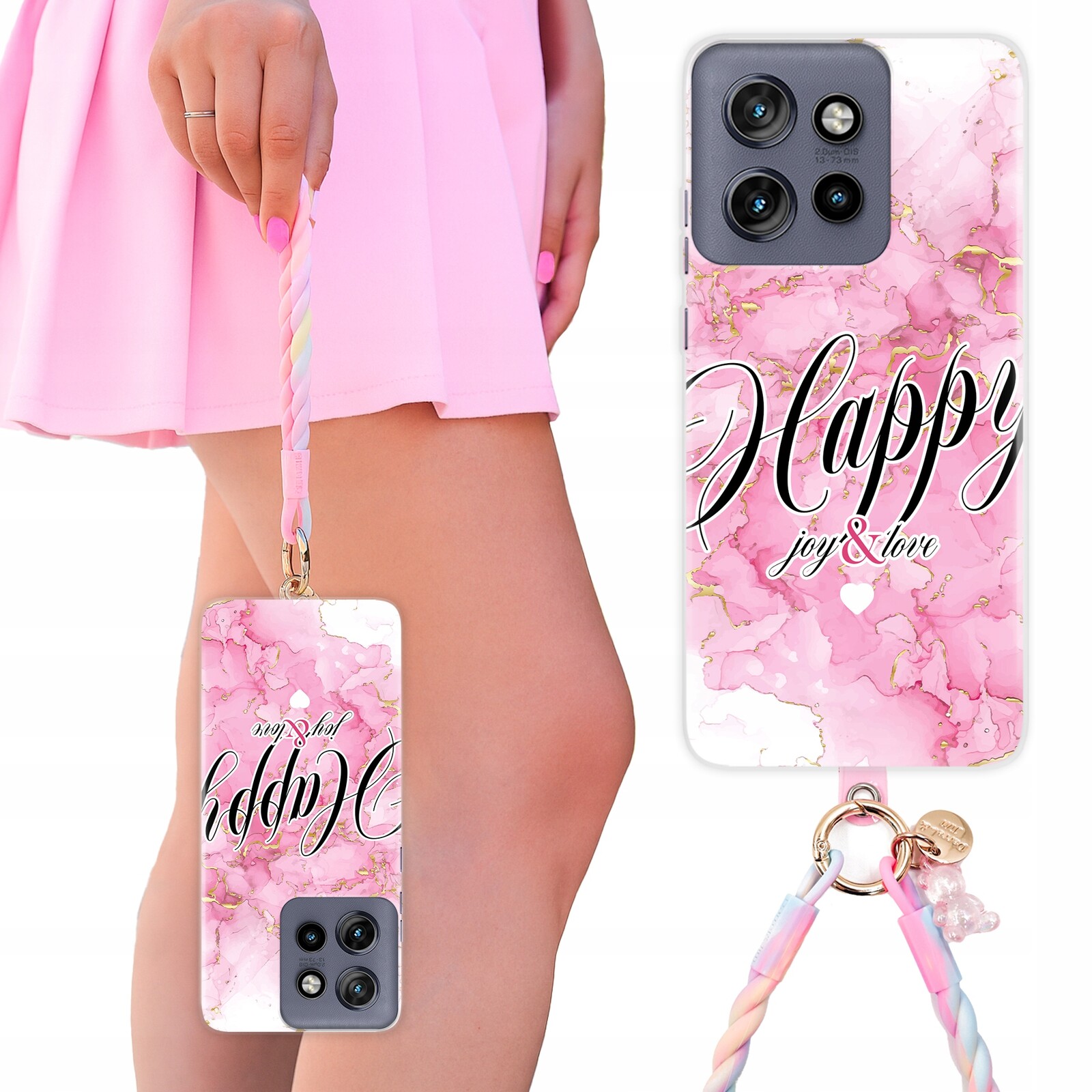 Pouzdro pro Motorola Edge 50 Neo Case| Vodítko na telefon Pastelově růžová pro ženy