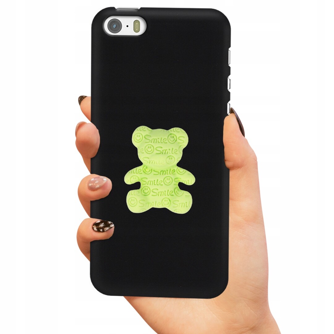 Pouzdro Matné Černé Pro Iphone 5G Zelený Medvídek