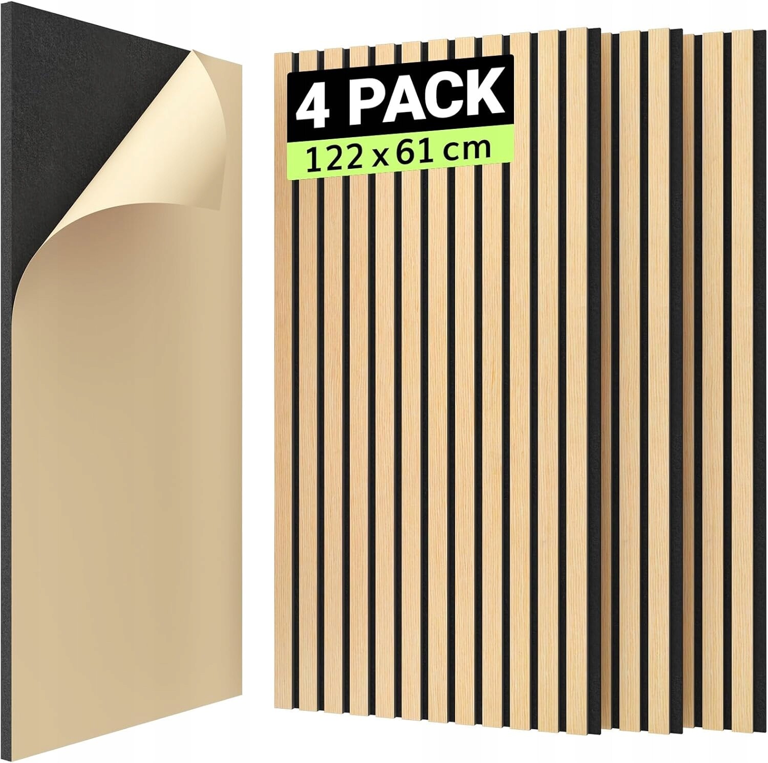 Akustické panely, 4 kusy, samolepicí, Tonor 120 x 60 cm, dřevěné