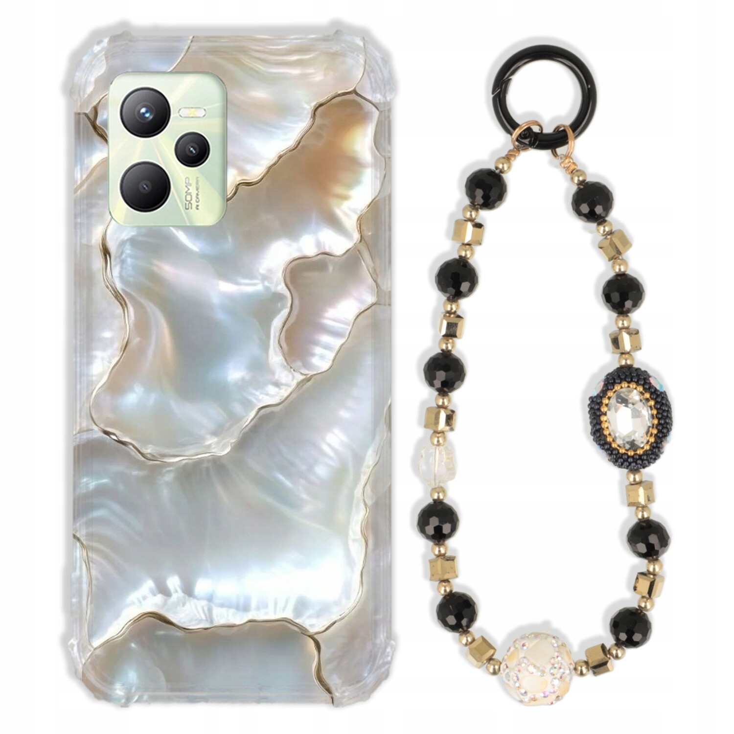 Pouzdro Pro Realme C35 Case Antishock Zirkony Černo Zlaté Odolné|pevné