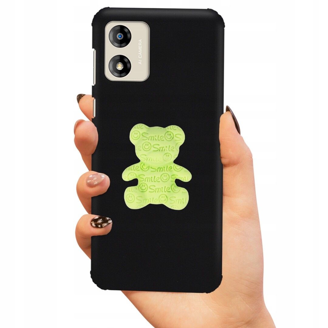 Pouzdro Matné Černé Pro Motorola E13 Zelený Medvídek