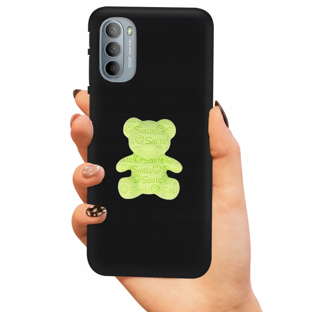 Pouzdro Matné Černé Pro Motorola G31 4G Zelený Medvídek