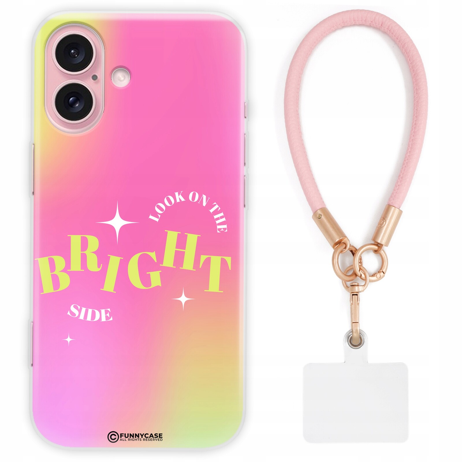 Pouzdro Pro Iphone 16 Case Ženské Afirmace Gradient Růžová Kožené Vodítko Vzor