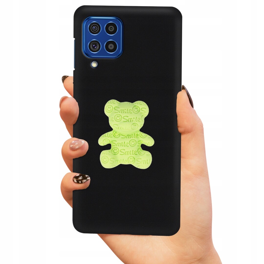 Pouzdro Matné Černé Pro Samsung F62 Zelený Medvídek