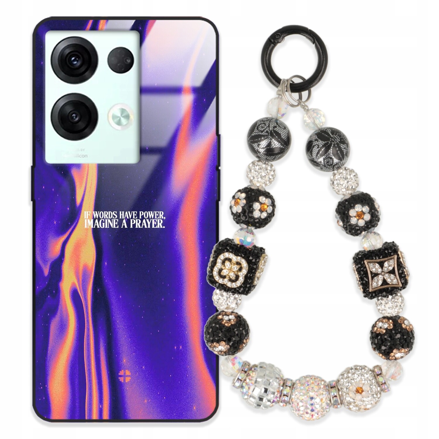 Pouzdro Pro Oppo Reno 8 5G Glass Přívěsek Na Klíče Elegantní Kryt Premium Vzory