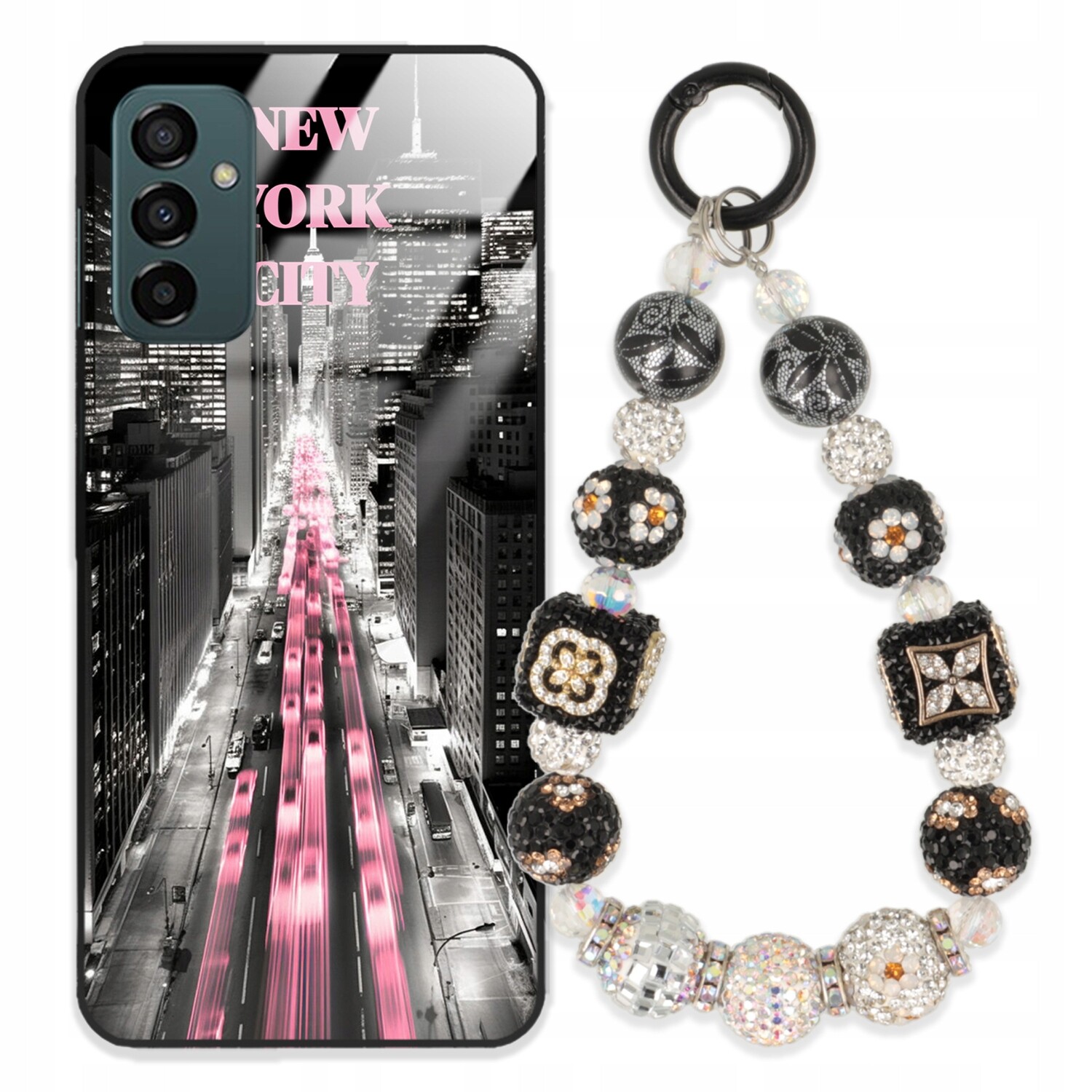 Pouzdro Pro Samsung M13 4G Glass Přívěsek Na Klíče Elegantní Kryt Premium Vzory