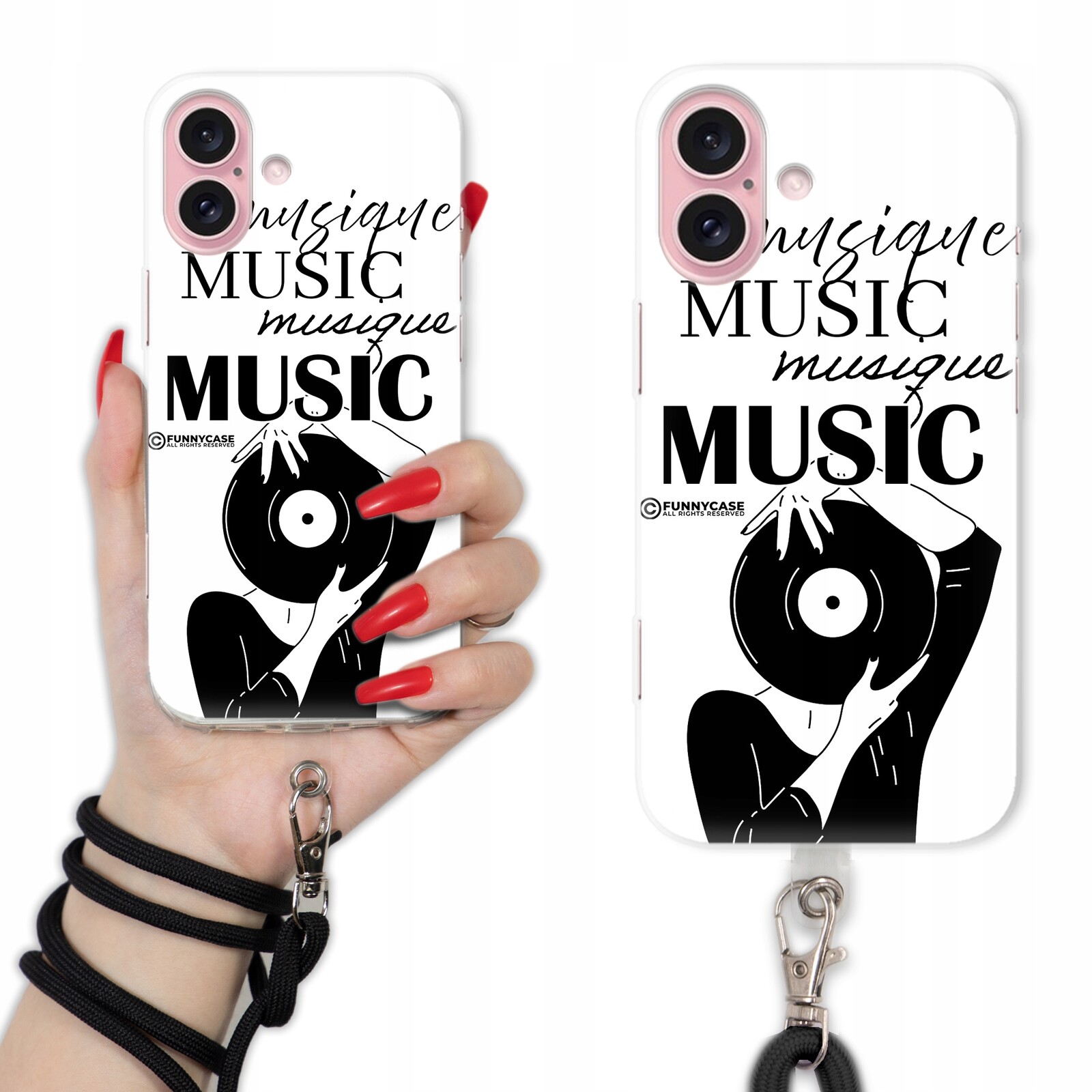 Pouzdro Pro Iphone 16 Case Klasické Pro Ženy Černá Šňůrka Fashion Vzory