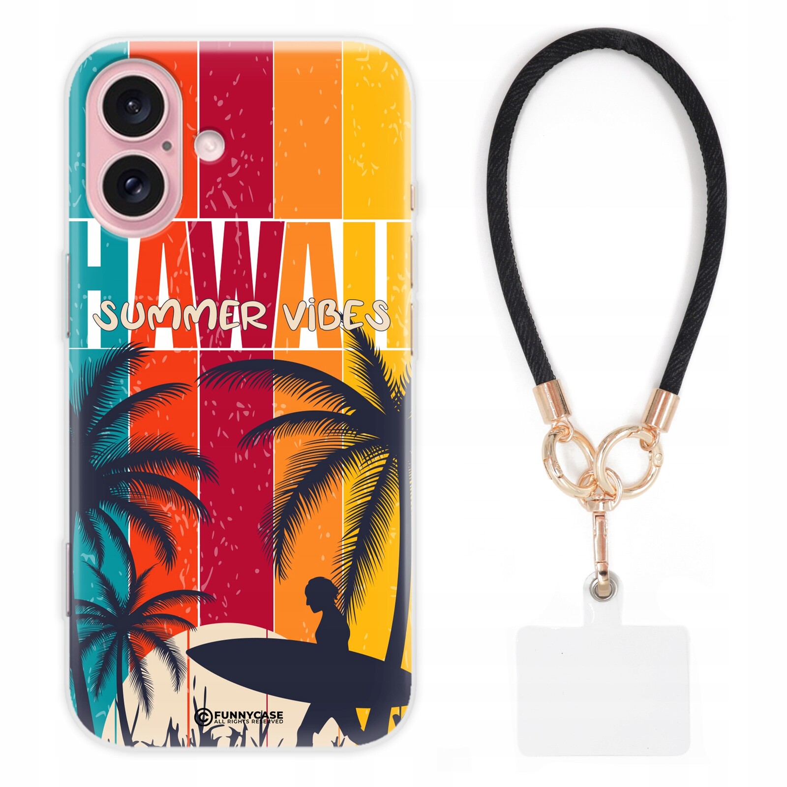 Pouzdro Pro Iphone 16 Case Kryt Vodítko Černá Guma Havaj Léto Dovolená Wz