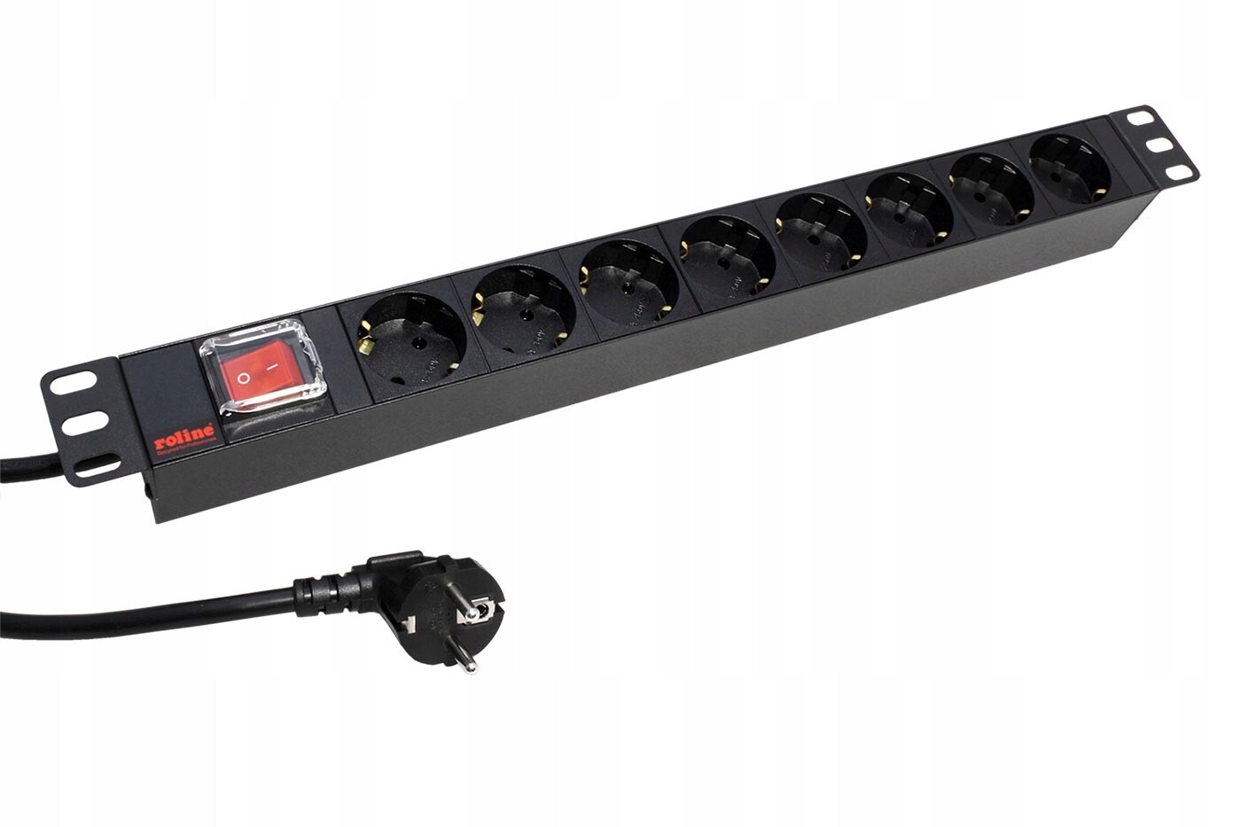 Roline 19'' napájecí panel 1U, 8x zásuvka De, vypínač, 2m