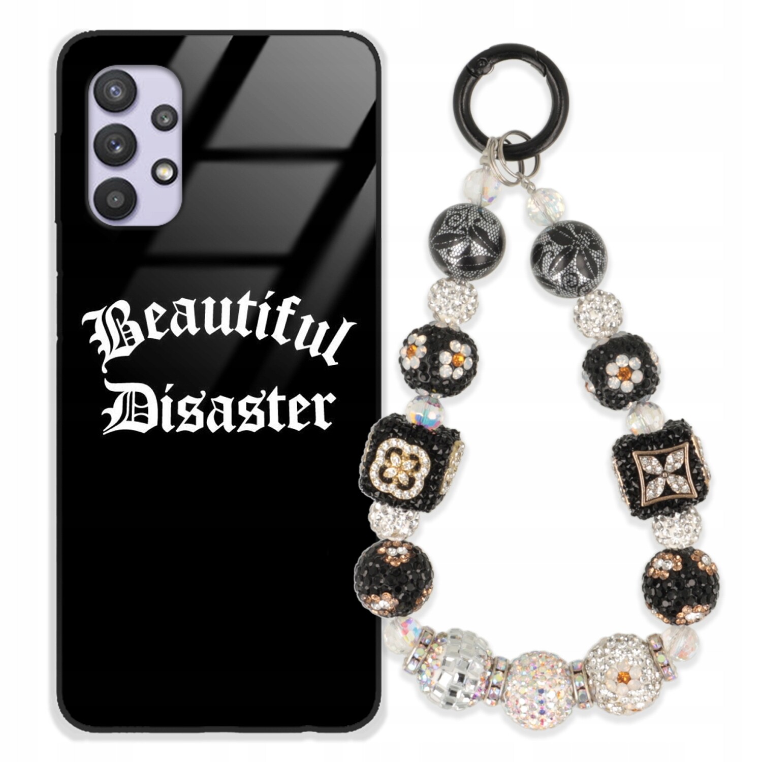 Pouzdro Pro Samsung A32 5G Glass Přívěsek Na Klíče Elegantní Kryt Premium Vzory