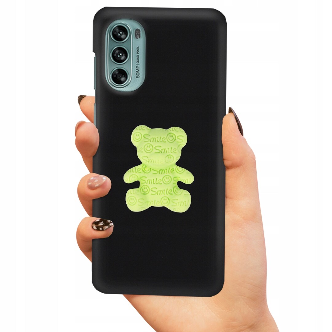 Pouzdro Matné Černé Pro Motorola G62 5G Zelený Medvídek