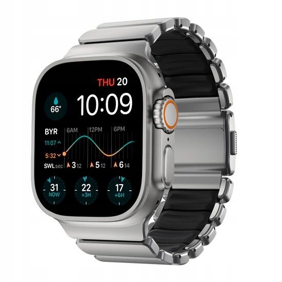 Nomad elegantní silný titanový náramek pro Apple Watch, Ultra, Se black Fkm