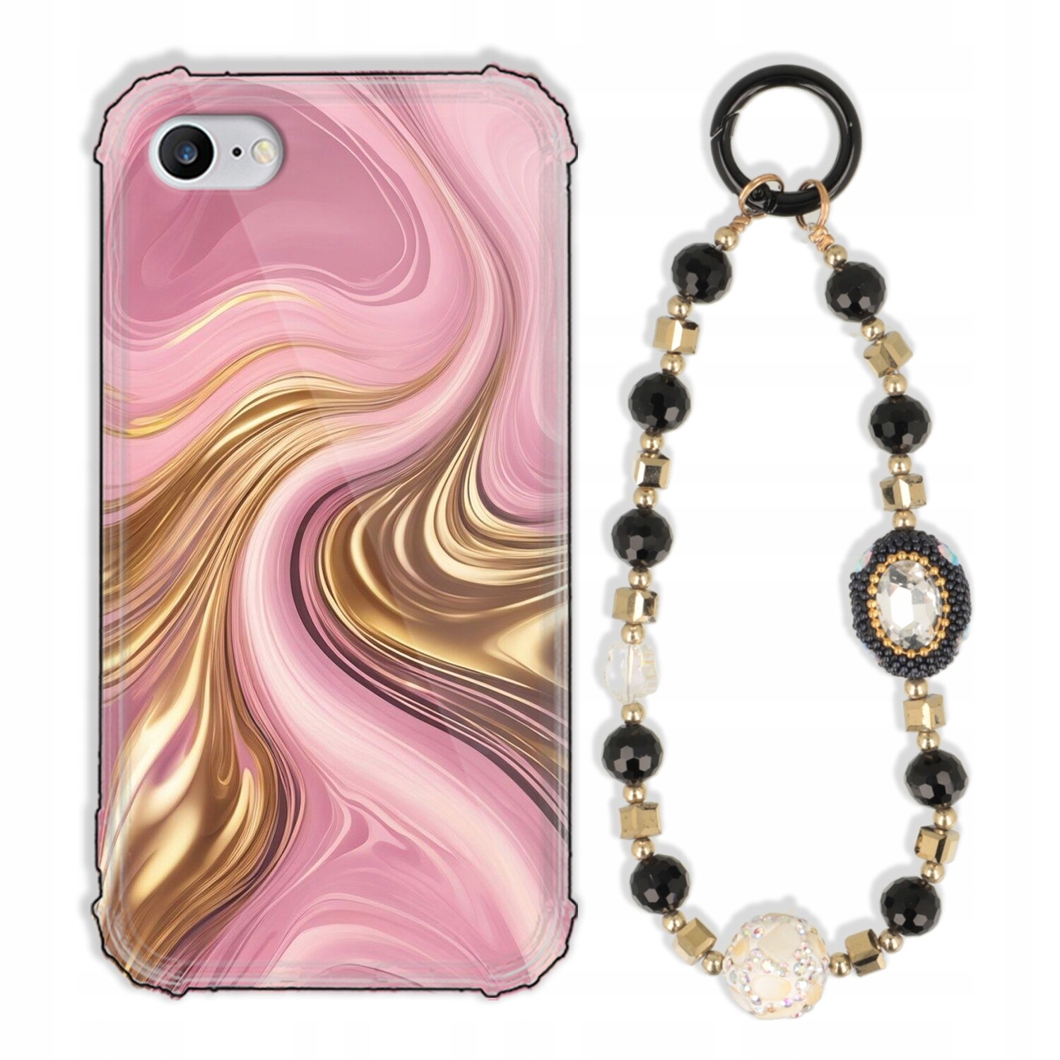 Pouzdro Pro Iphone 7 Case Antishock Zirkony Černo Zlaté Odolné Silné