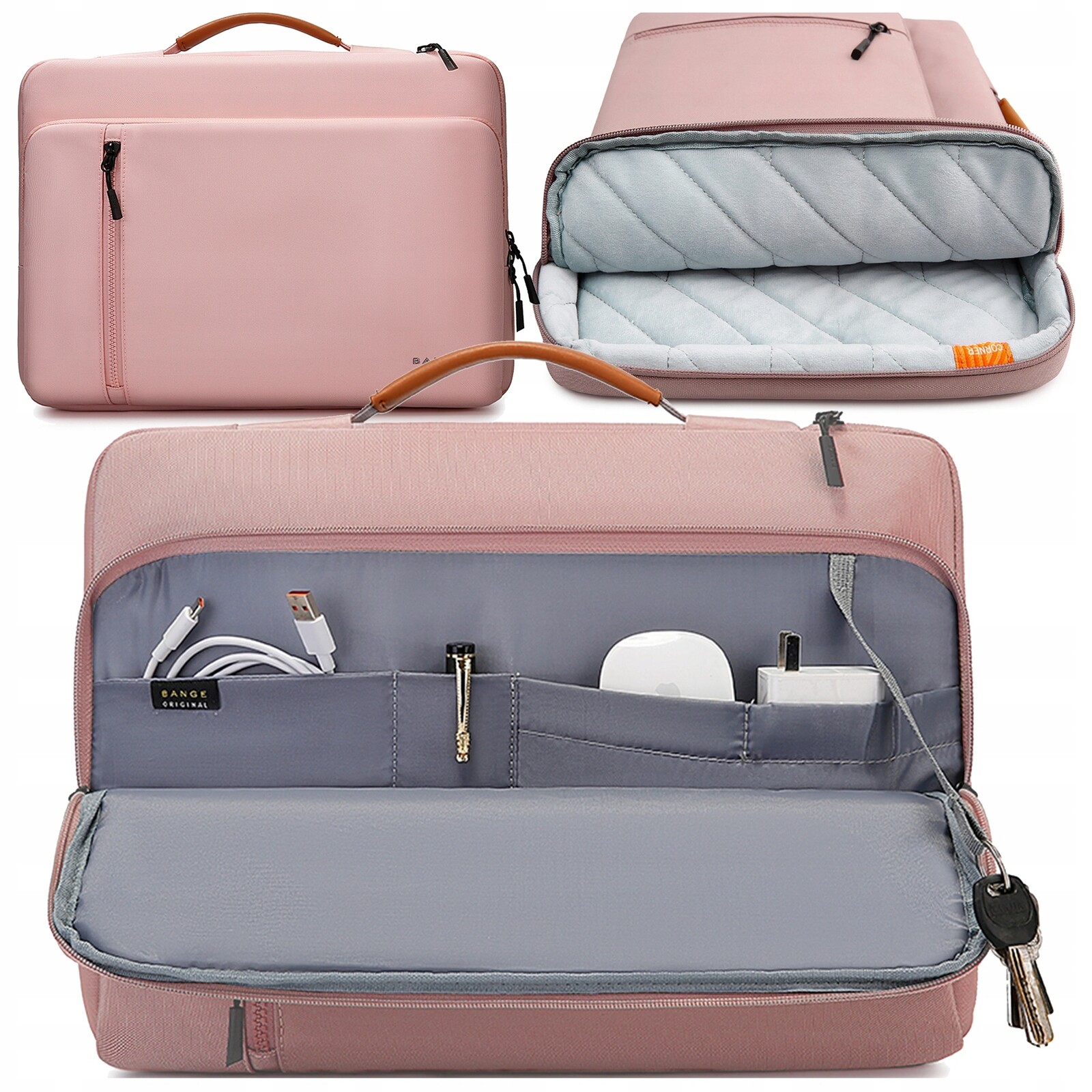 Taška na notebook 14 15 palců dámská elegantní slim růžová pouzdro aktovka case